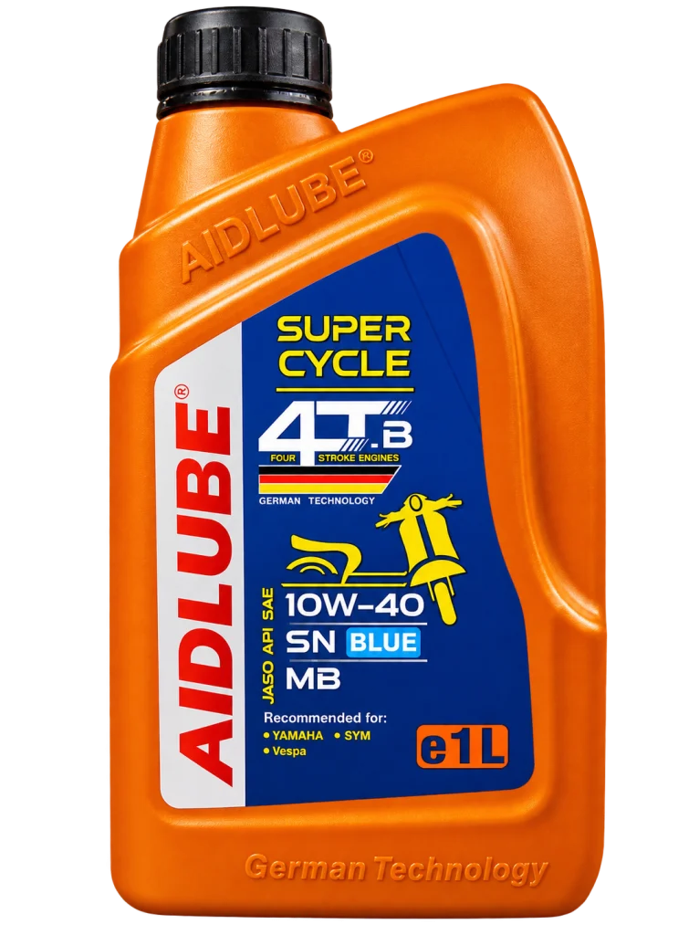 روغن موتور اسکوتر ایدلوب AIDLUBE Super Cycle 4T-B Blue 10W-40 حجم ۱ لیتر، API SN و JASO MB