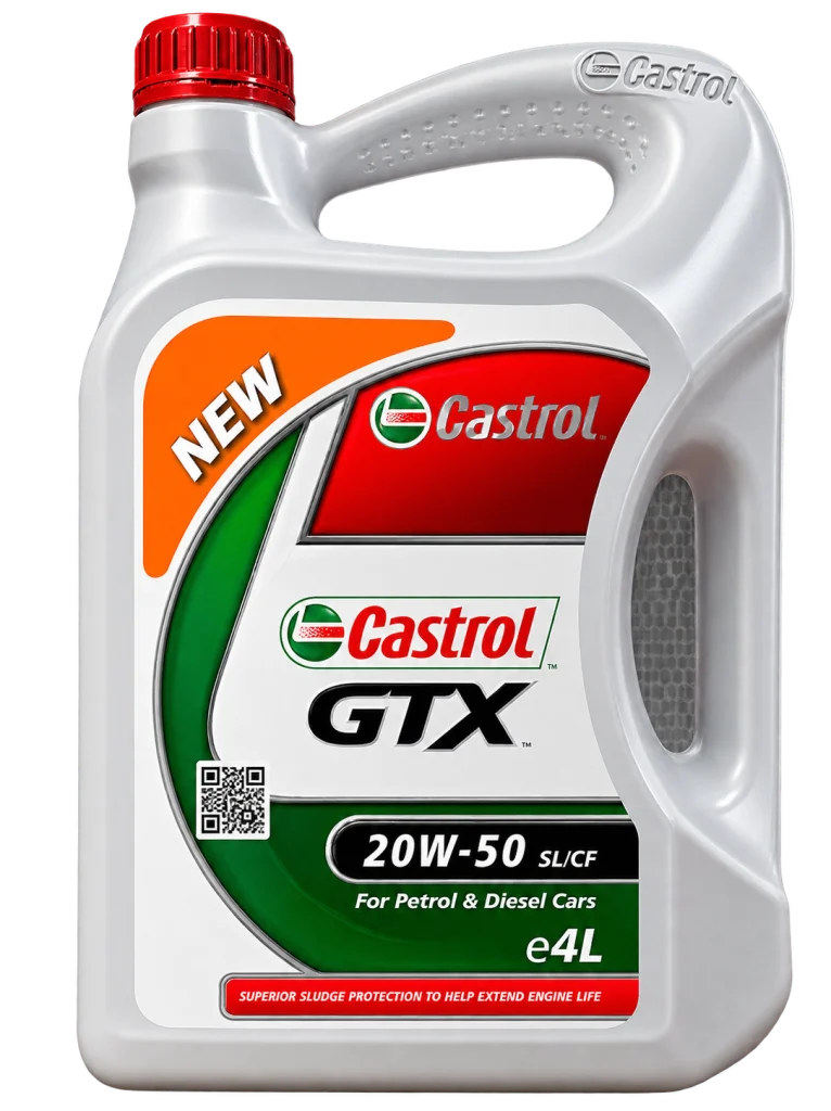 روغن موتور کاسترول GTX 20W-50 حجم ۴ لیتر، استاندارد API SL/CF