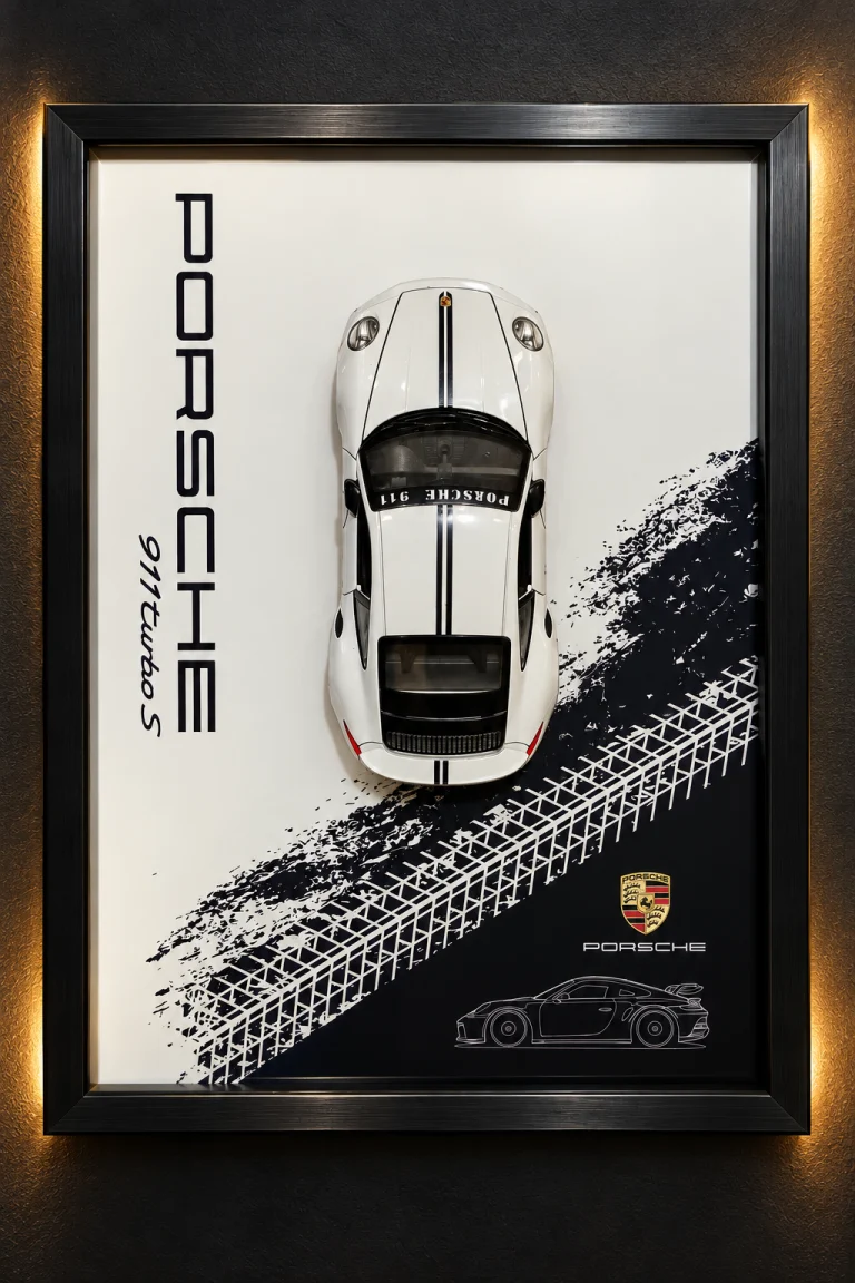 تابلو دکوراتیو ماکت پورشه 911 Porsche 911 با ماکت سه‌بعدی