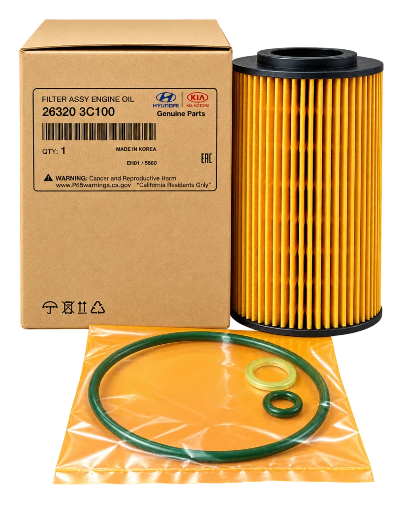 فیلتر روغن موتور اصلی هیوندای و کیا Hyundai/Kia Genuine Parts کد 26320-3C100 ساخت کره