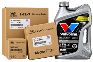 پک روغن و فیلتر سرویس دوره‌ای اپتیما GT Line و سوناتا LF | روغن والوالین 5W-30 + سه فیلتر Hyundai/Kia