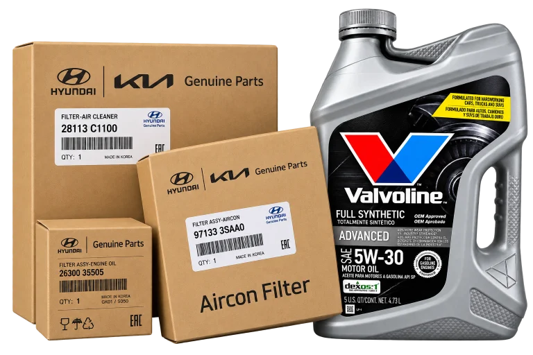 پک روغن و فیلتر سرویس دوره‌ای اپتیما GT Line و سوناتا LF | روغن والوالین 5W-30 + سه فیلتر Hyundai/Kia