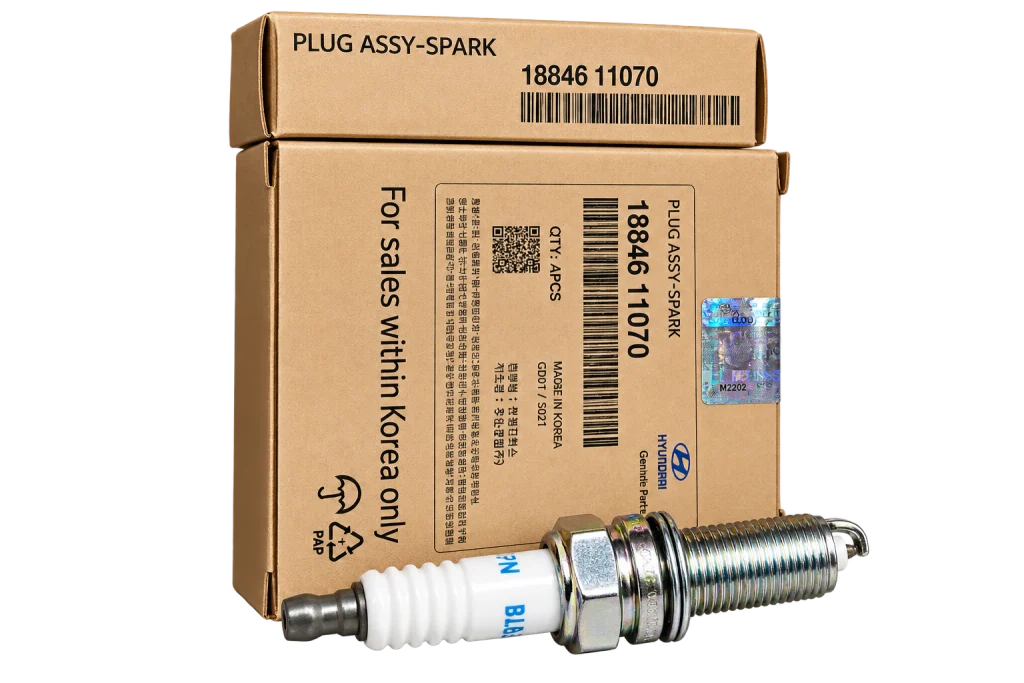 شمع موتور ایریدیومی اصلی هیوندای و کیا Hyundai/Kia Genuine Parts کد 18846-11070 ( 4 عددی )