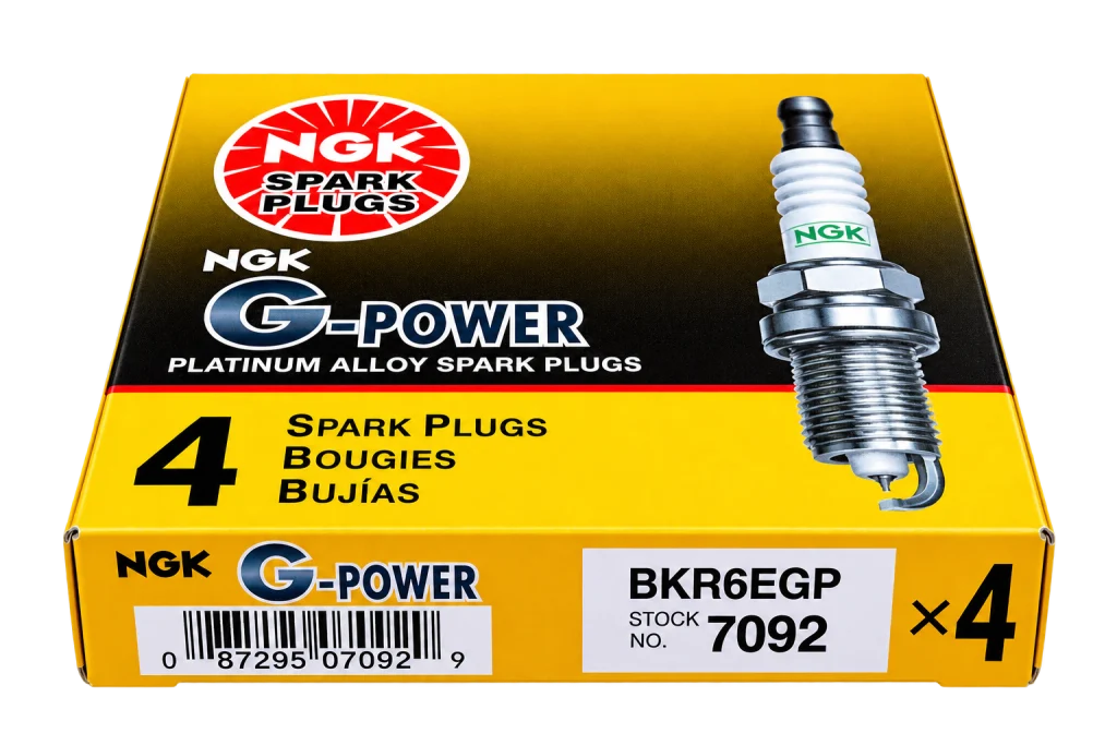 شمع موتور پلاتینیوم ان جی کی NGK G-Power مدل BKR6EGP کد 7092 بسته ۴ عددی