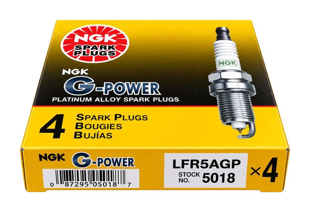 شمع موتور پلاتینیوم ان جی کی NGK G-Power مدل LFR5AGP کد 5018 بسته ۴ عددی