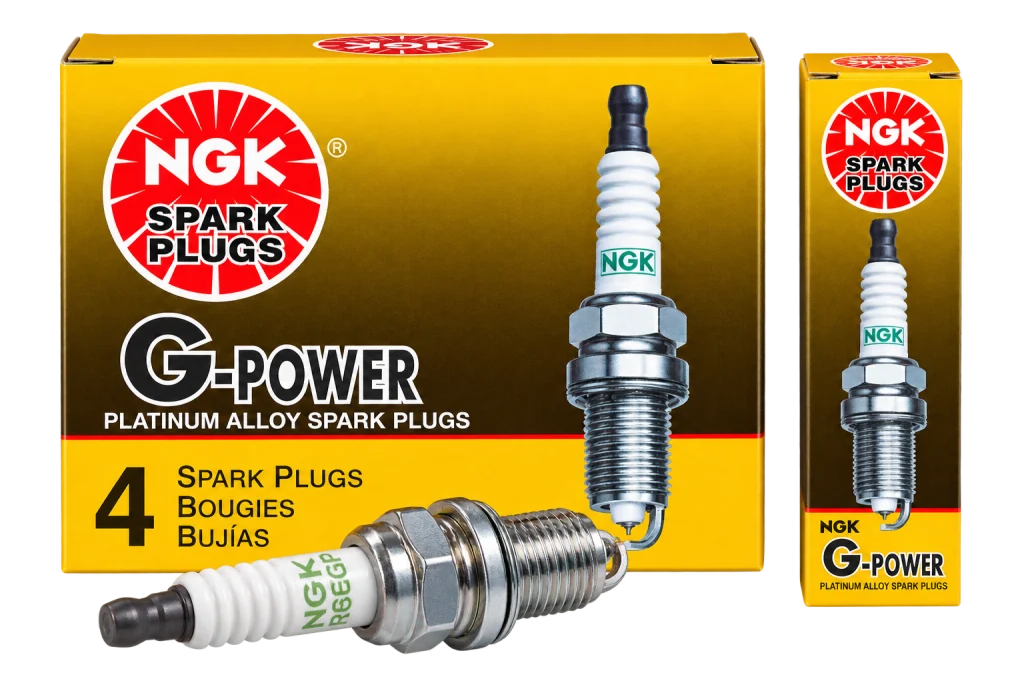 شمع موتور پلاتینیومی سوزنی ان‌جی‌کی NGK G-Power Platinum Alloy Spark Plugs بسته ۴ عددی، با الکترود مرکزی پلاتینیوم ۰.۶ میلی‌متری