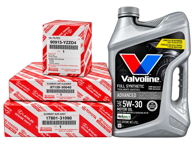 پک سرویس دوره‌ای تویوتا لندکروز ۲۰۱۲ | روغن موتور Valvoline 5W-30 و سه فیلتر Toyota Genuine Parts